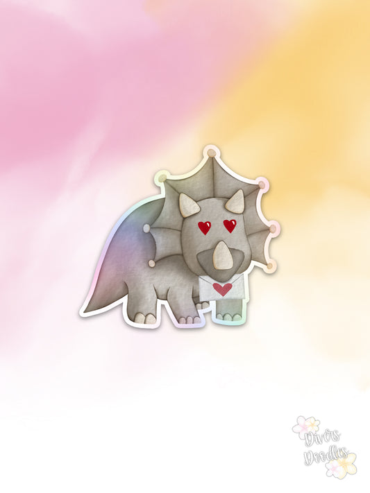 Cute Triceratops Sticker, Holographic Dinosaur Sticker