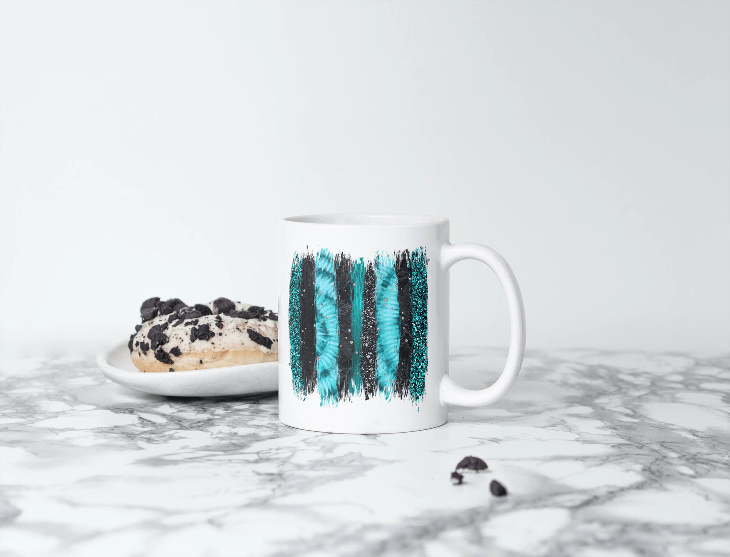 Teal Glitter Brushstrokes, Tie Dye Sublimation PNG, Black Glitter PNG, Tumbler Sublimation Designs Downloads, Commercial Use Clipart