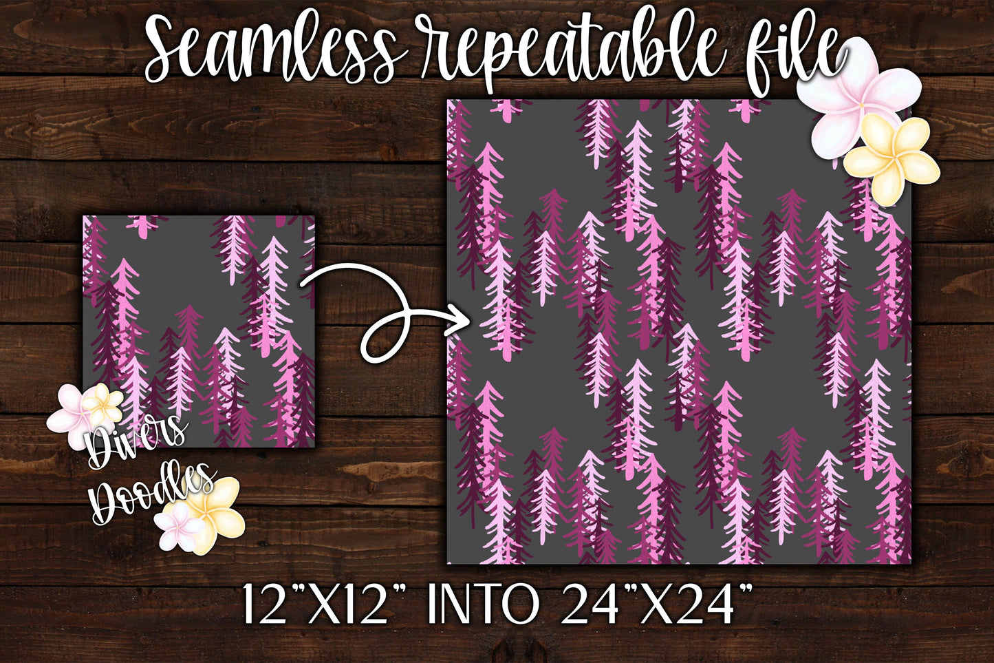 Pink and Blue Textured Mountain Seamless Pattern Collection