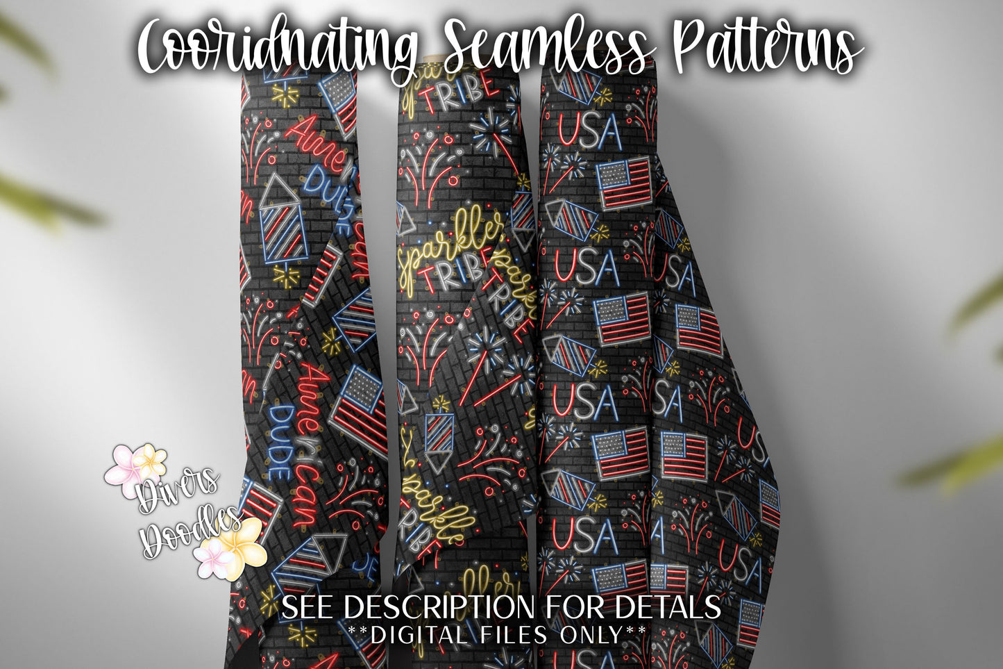 Independence Day Seamless File, Patriotic Digital Paper, July 4th Seamless Pattern, Red White and Blue PNG, 4th of July Digital Paper
