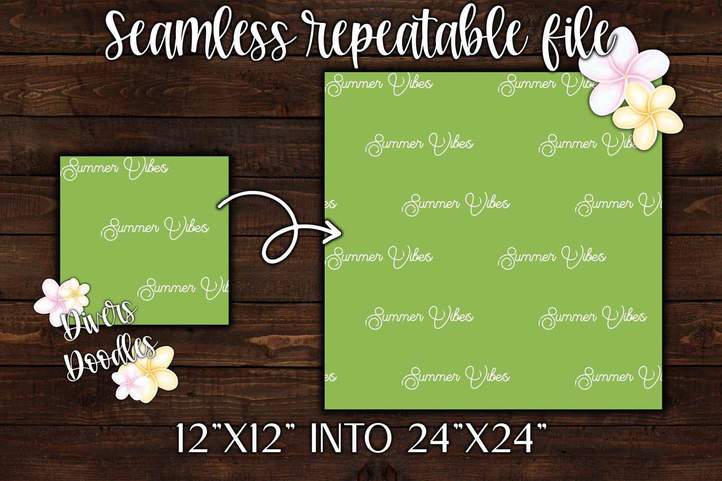 Summer Vibes Seamless Pattern for Tumblers, Summer Digital Paper for Scrapbooking, Bright Seamless File, Retro Seamless Designs