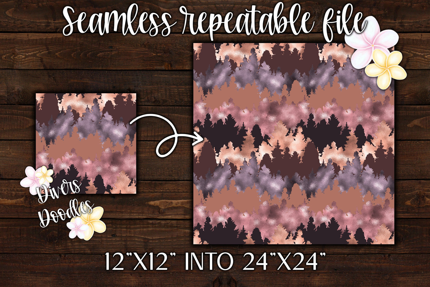 Tree Digital Paper for Wedding, Fall Seamless File for Fabric, Surface Pattern Design, Rose Gold Digital Paper, Outdoor Seamless Pattern
