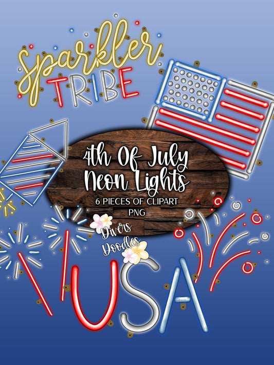 Neon Lights 4th of July Clipart